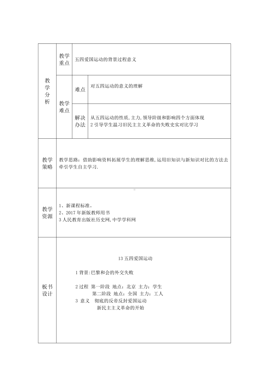 第13课 五四运动-教案、教学设计-部级公开课-部编版八年级上册历史(配套课件编号：00087).docx_第2页