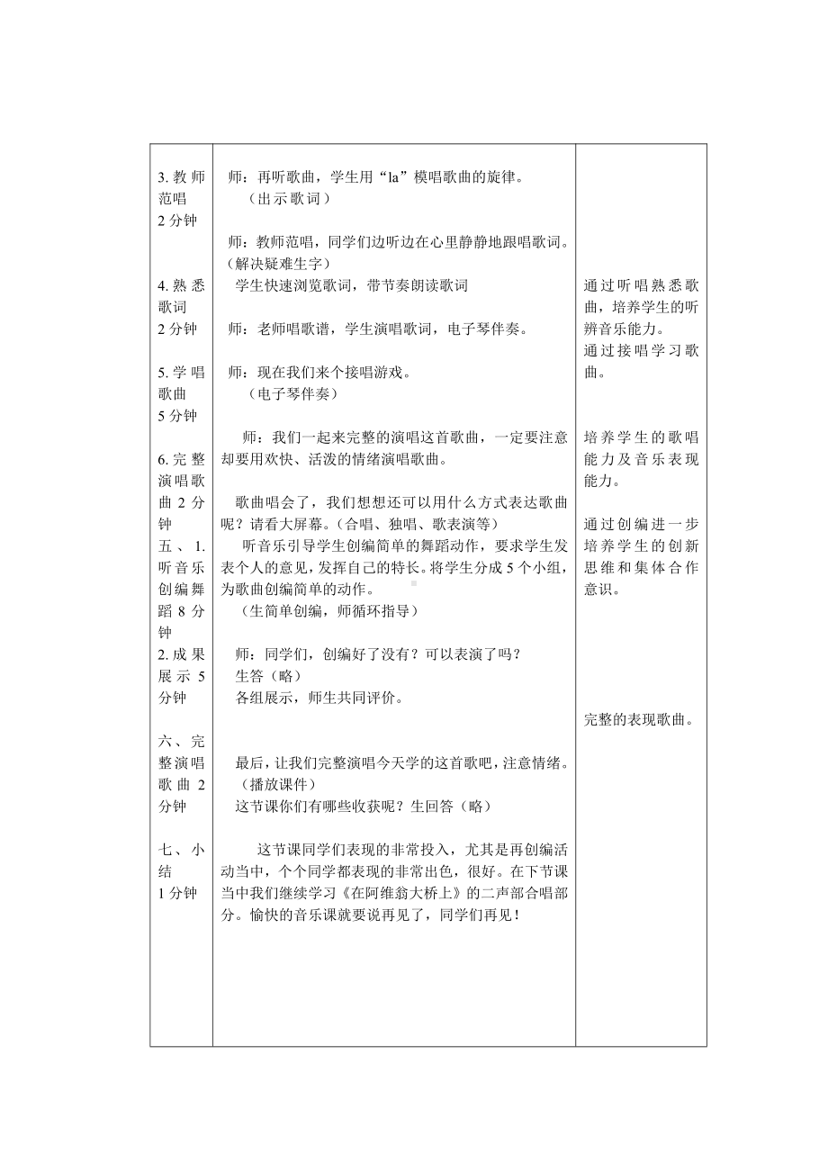 我的音乐网页-选唱　在阿维翁大桥上-教案、教学设计-省级公开课-人教版三年级上册音乐（简谱）(配套课件编号：400d2).doc_第2页