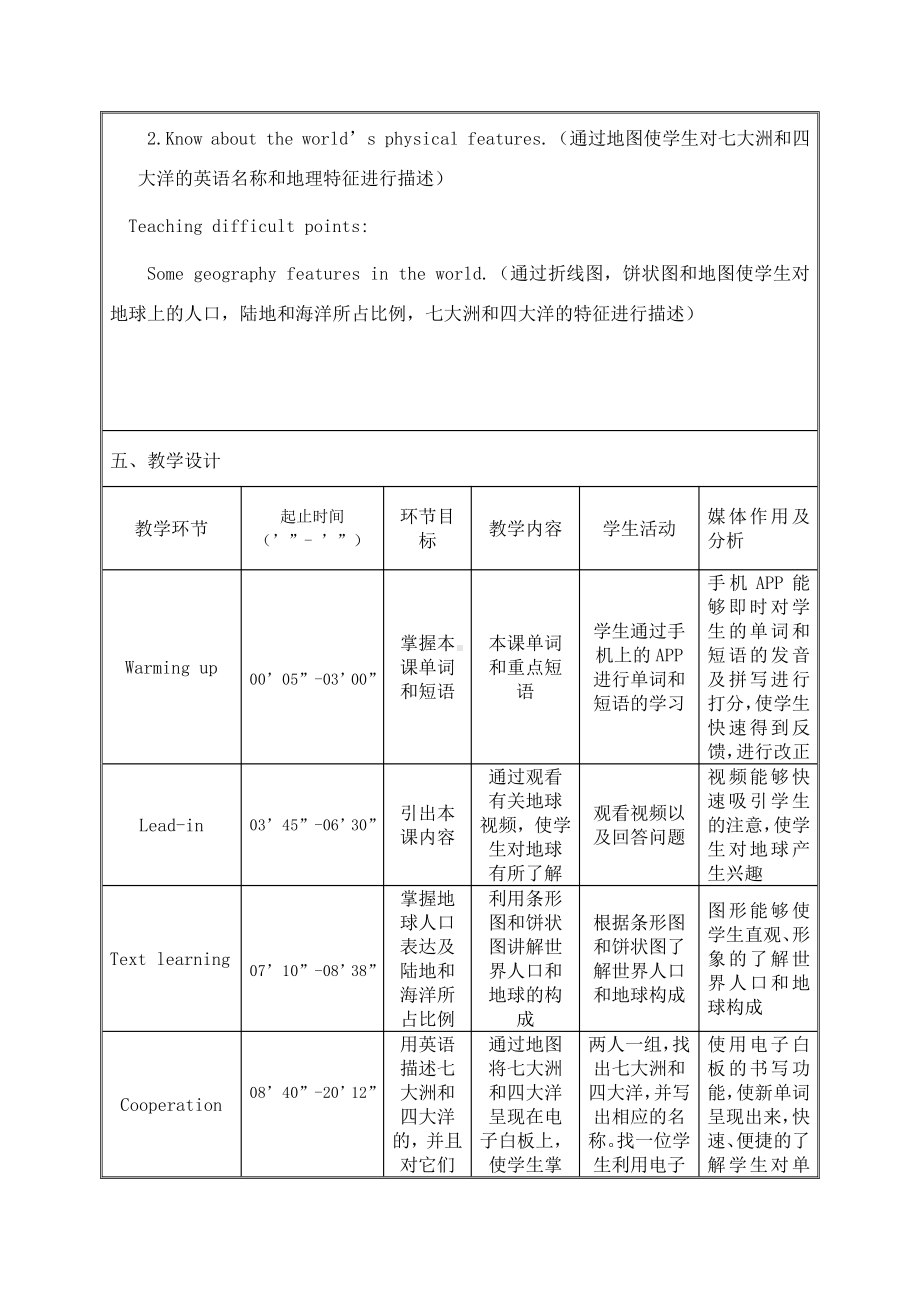 Unit 7 Know Our World-Lesson 38 The World Is a Big Place-教案、教学设计-省级公开课-冀教版八年级下册英语(配套课件编号：50c0f).doc_第2页