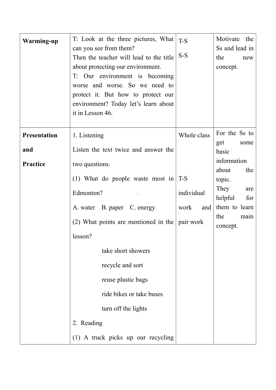 Unit 8 Save Our World-Lesson 46 Protect Our Environment-教案、教学设计-市级公开课-冀教版八年级下册英语(配套课件编号：81a0c).doc_第2页