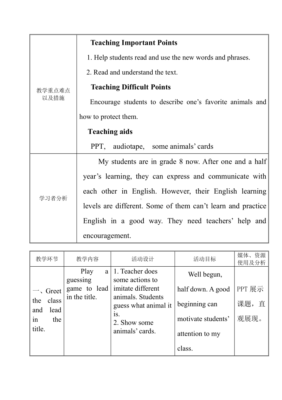 Unit 3 Animals Are Our Friends-Lesson 17 Save the Tigers-教案、教学设计-市级公开课-冀教版八年级下册英语(配套课件编号：d04c8).doc_第2页