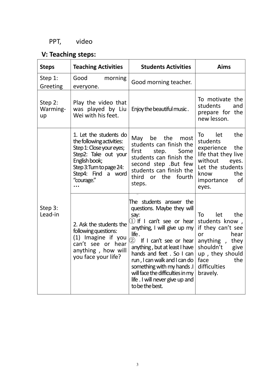 Unit 2 Great People-Lesson 10 Touch the World-教案、教学设计-省级公开课-冀教版九年级全一册英语(配套课件编号：e1805).doc_第3页