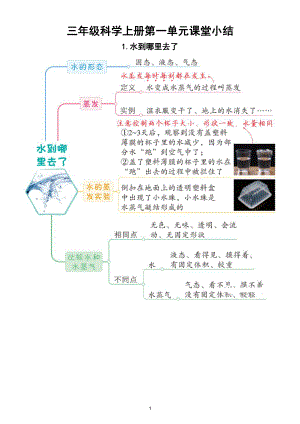 小学科学教科版三年级上册第一单元《水》课堂小结（共8课）.doc