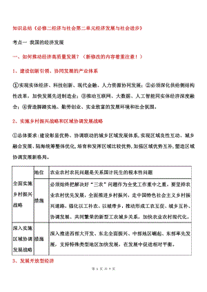 （部编）统编版高中政治必修二经济与社会第二单元 经济发展与社会进步 知识总结-.docx（7页）