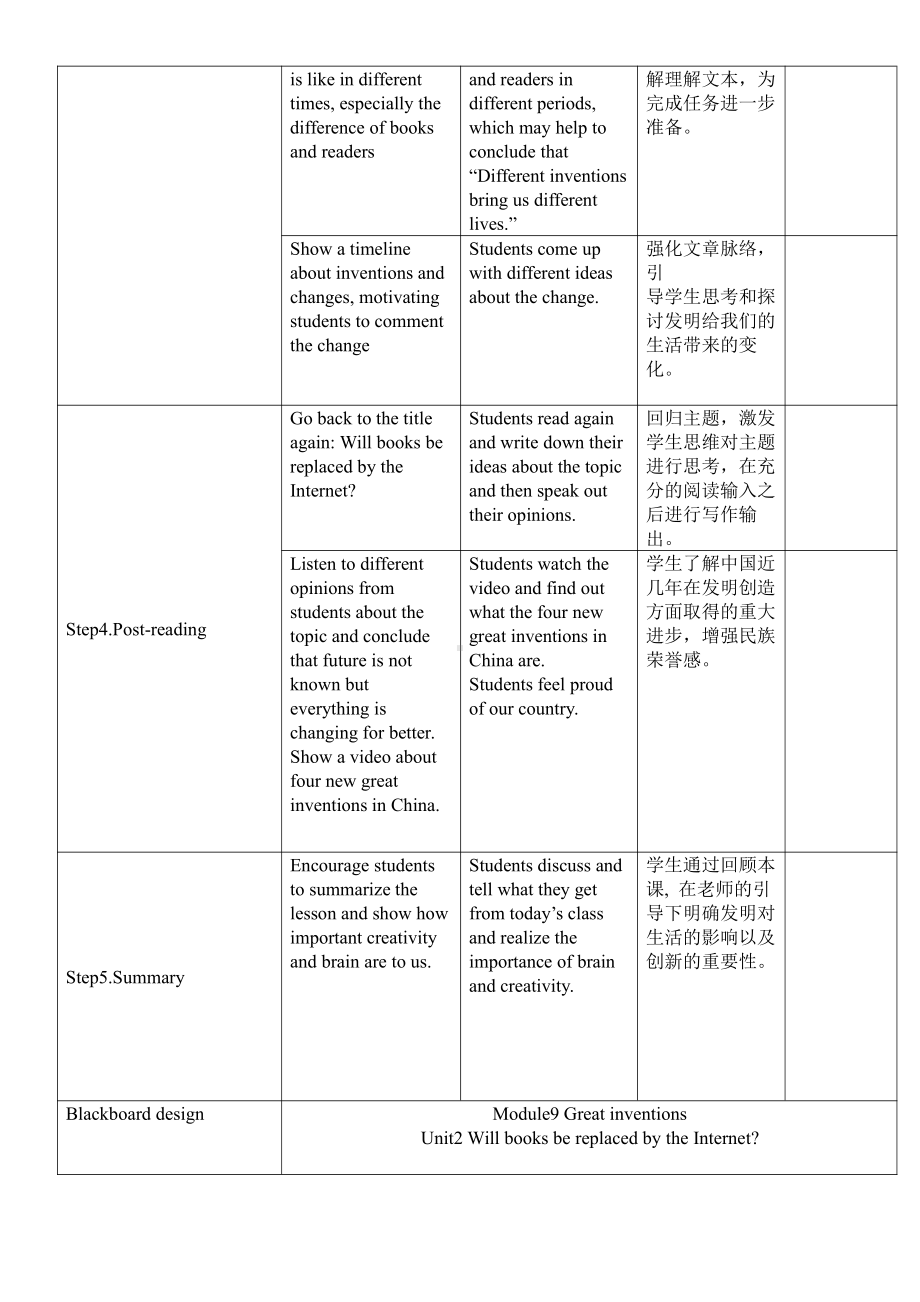 Module 9 Great inventions-Unit 2 Will books be replaced by the Internet -教案、教学设计-市级公开课-外研版九年级上册英语(配套课件编号：501aa).doc_第3页