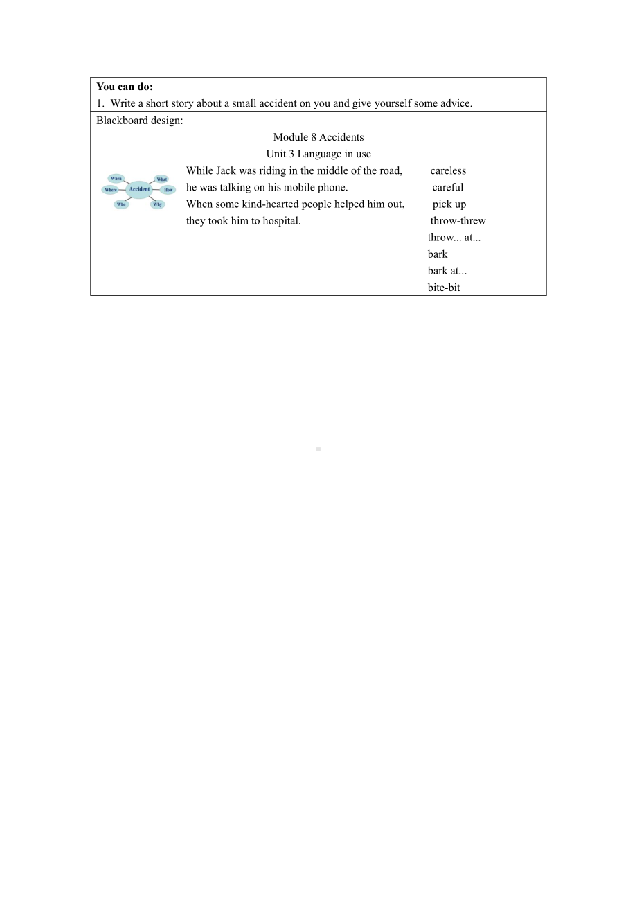 Module 8 Accidents-Unit 3 Language in use-教案、教学设计-部级公开课-外研版八年级上册英语(配套课件编号：30090).docx_第3页