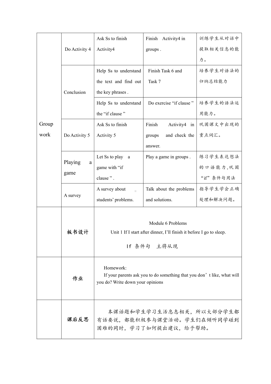 Module 6 Problems-Unit 1 If I start after dinner, I’ll finish it before I go to bed.-教案、教学设计-省级公开课-外研版九年级上册英语(配套课件编号：c6143).doc_第3页