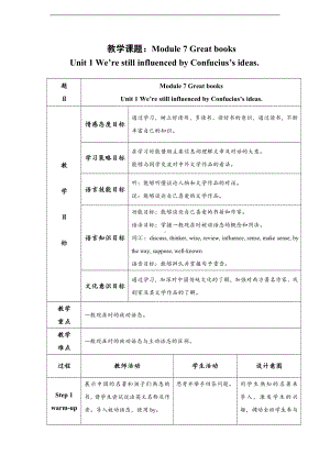 Module 7 Great books-Unit 1 we’re still influenced by Confucius’s ideas.-教案、教学设计-市级公开课-外研版九年级上册英语(配套课件编号：60125).doc