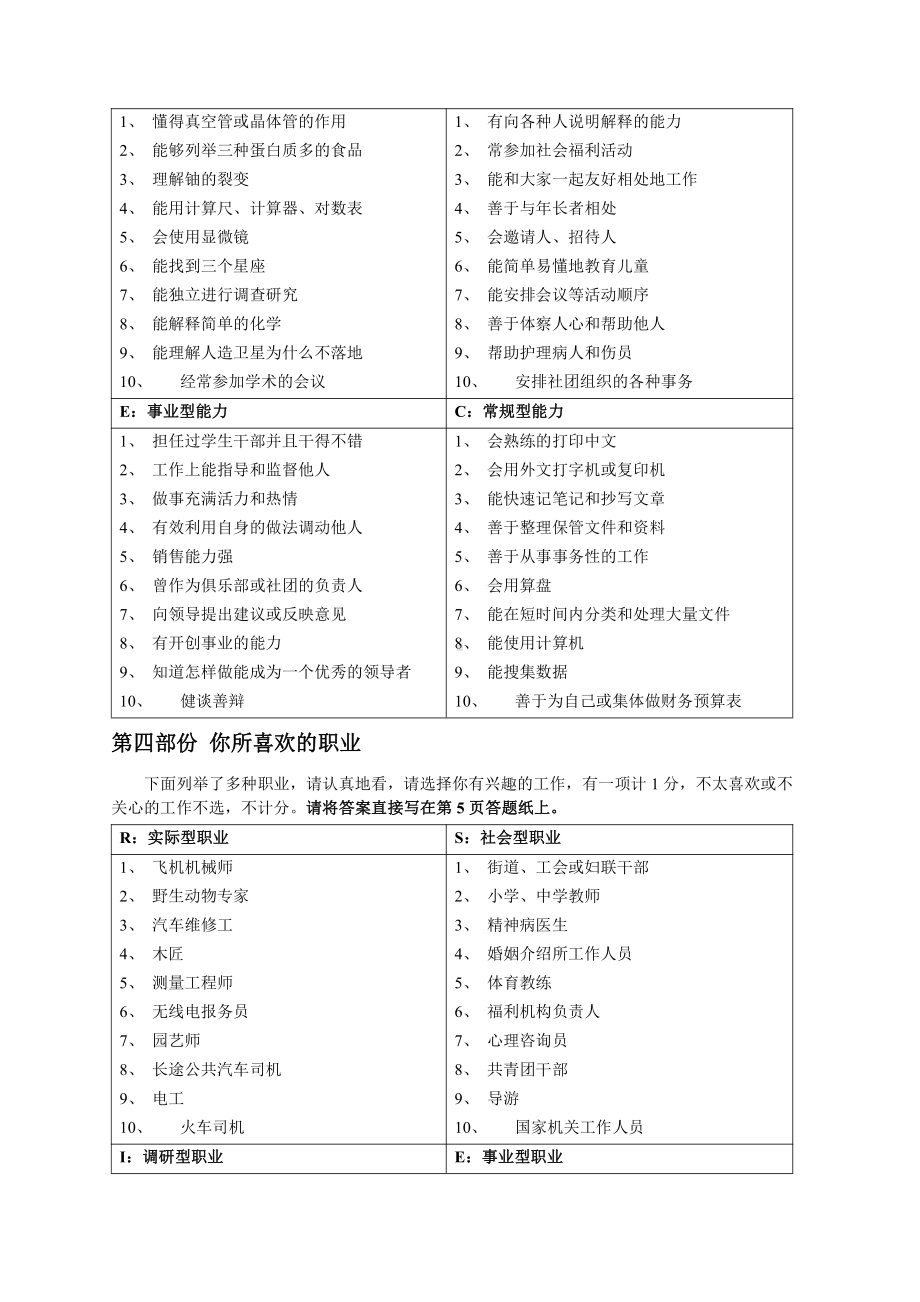 霍兰德职业倾向测量表.DOC_第3页