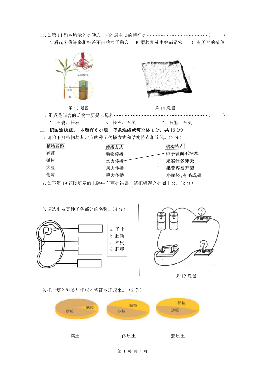 2021新教科版四年级下册科学期末质量检测试题（无答案）.doc_第2页