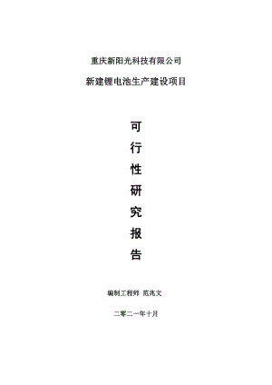 新建锂电池生产项目可行性研究报告-用于立项备案.doc