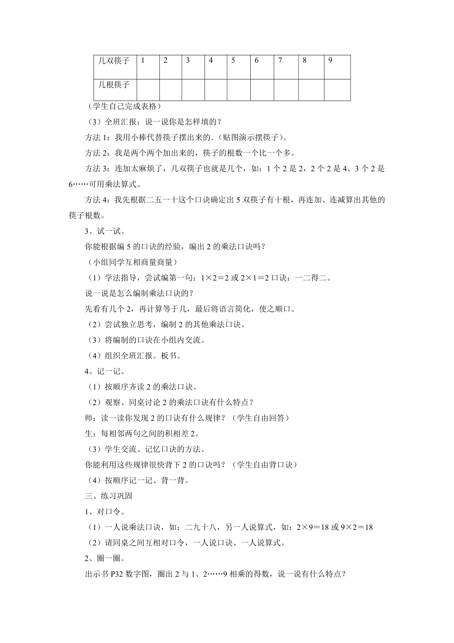 •一 看杂技-表内乘法（一）-信息窗二（2的乘法口诀）-教案、教学设计-市级公开课-青岛版（五四）二年级上册数学(配套课件编号：30661).doc_第2页