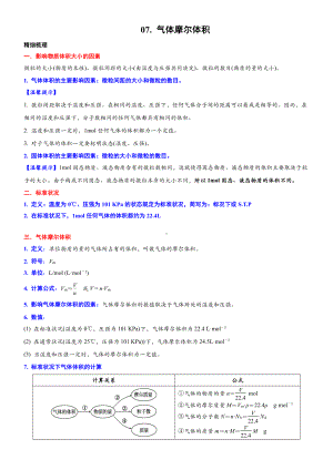 （新教材）沪教版（2020）高中化学必修第一册第七讲：气体摩尔体积背诵素材.doc