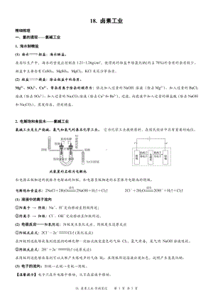 （新教材）沪教版（2020）高中化学必修第一册第十八讲：卤素工业背诵素材.docx