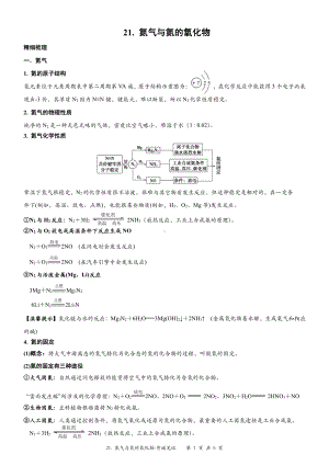 （新教材）沪教版（2020）高中化学必修第一册第二十一讲：氮气与氮的氧化物背诵素材.docx