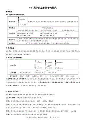 （新教材）沪教版（2020）高中化学必修第一册第四讲：离子反应和离子方程式背诵素材.doc