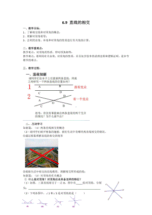 浙教版七年级上册数学第6章 图形的初步知识-6.9 直线的相交-教案、教学设计-部级公开课-(配套课件编号：3246f).doc