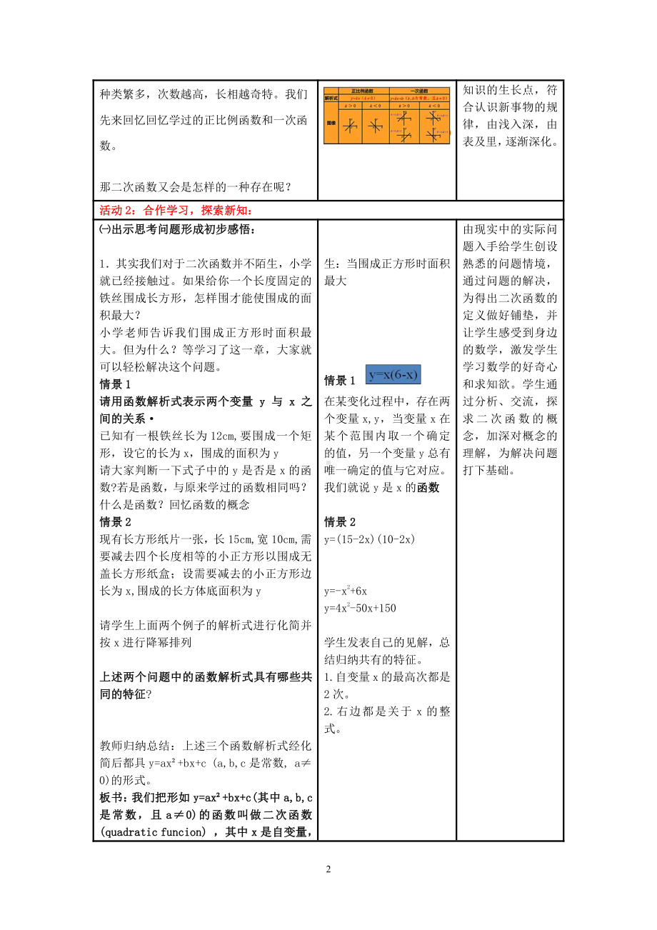 浙教版九年级上册数学第1章 二次函数-1.1 二次函数-教案、教学设计-市级公开课-(配套课件编号：144fb).doc_第2页