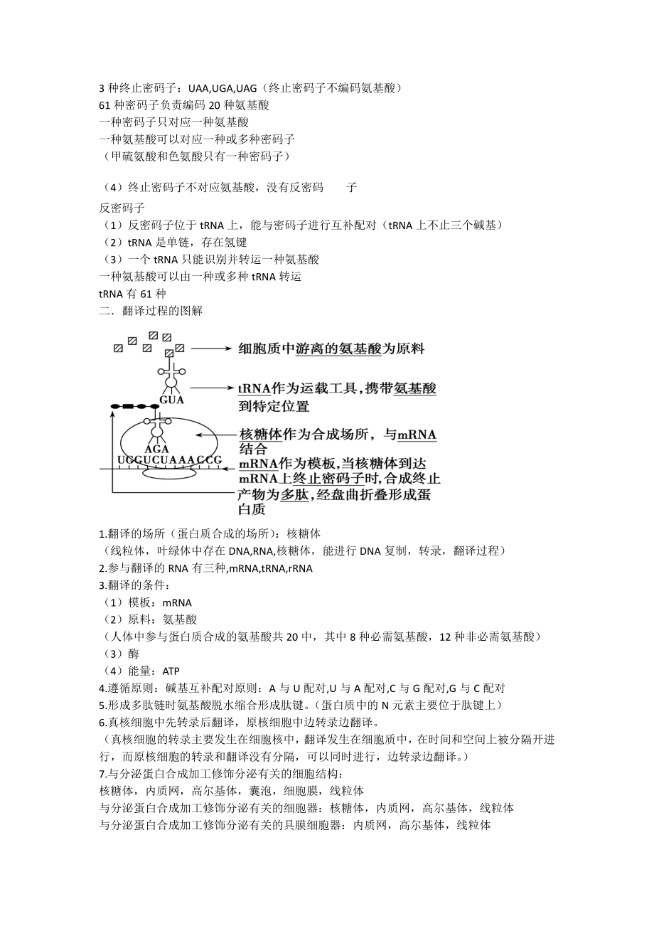 （2019新教材）人教版高中生物必修24.1基因指导蛋白质的合成知识点整理.doc_第2页