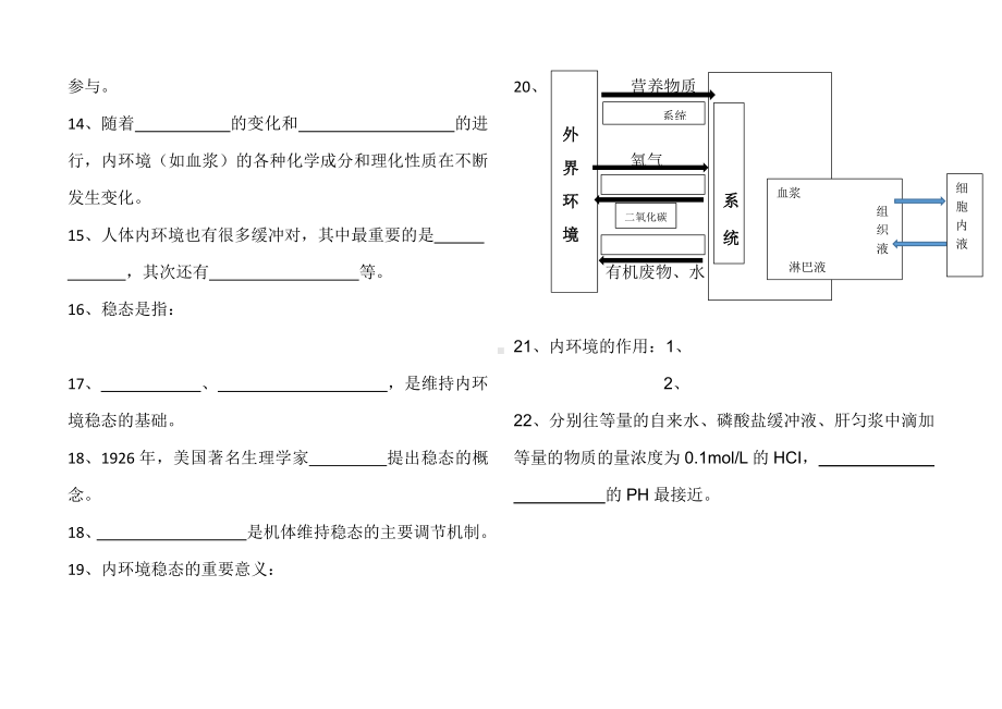 （新教材）2019人教版高中生物选择性必修1第一章人体的内环境与稳态知识点填空(02).docx_第2页