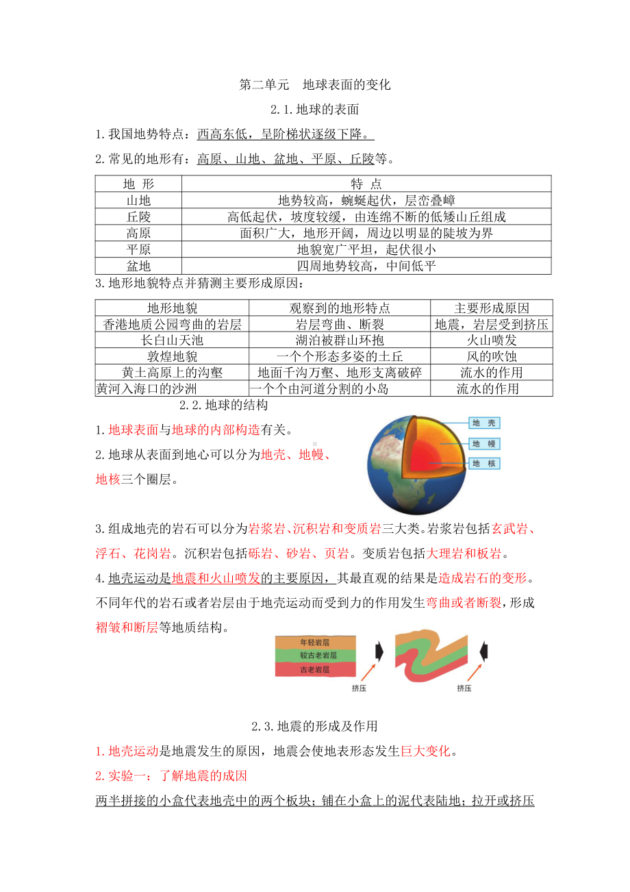 2021新教科版五年级上册科学1-《地球表面的变化》知识点.pdf_第1页