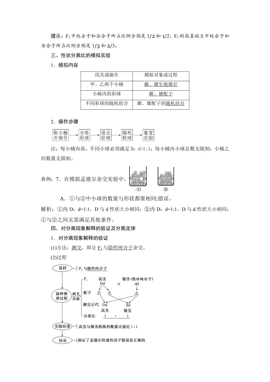 （2019新教材）人教版高中生物必修2第1章 遗传因子的发现-知识点总结-.docx_第3页