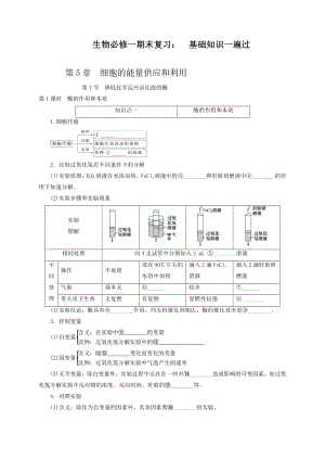 （2019新教材）人教版高中生物必修1第5章 细胞的能量供应和利用 期末复习知识点一遍过.doc