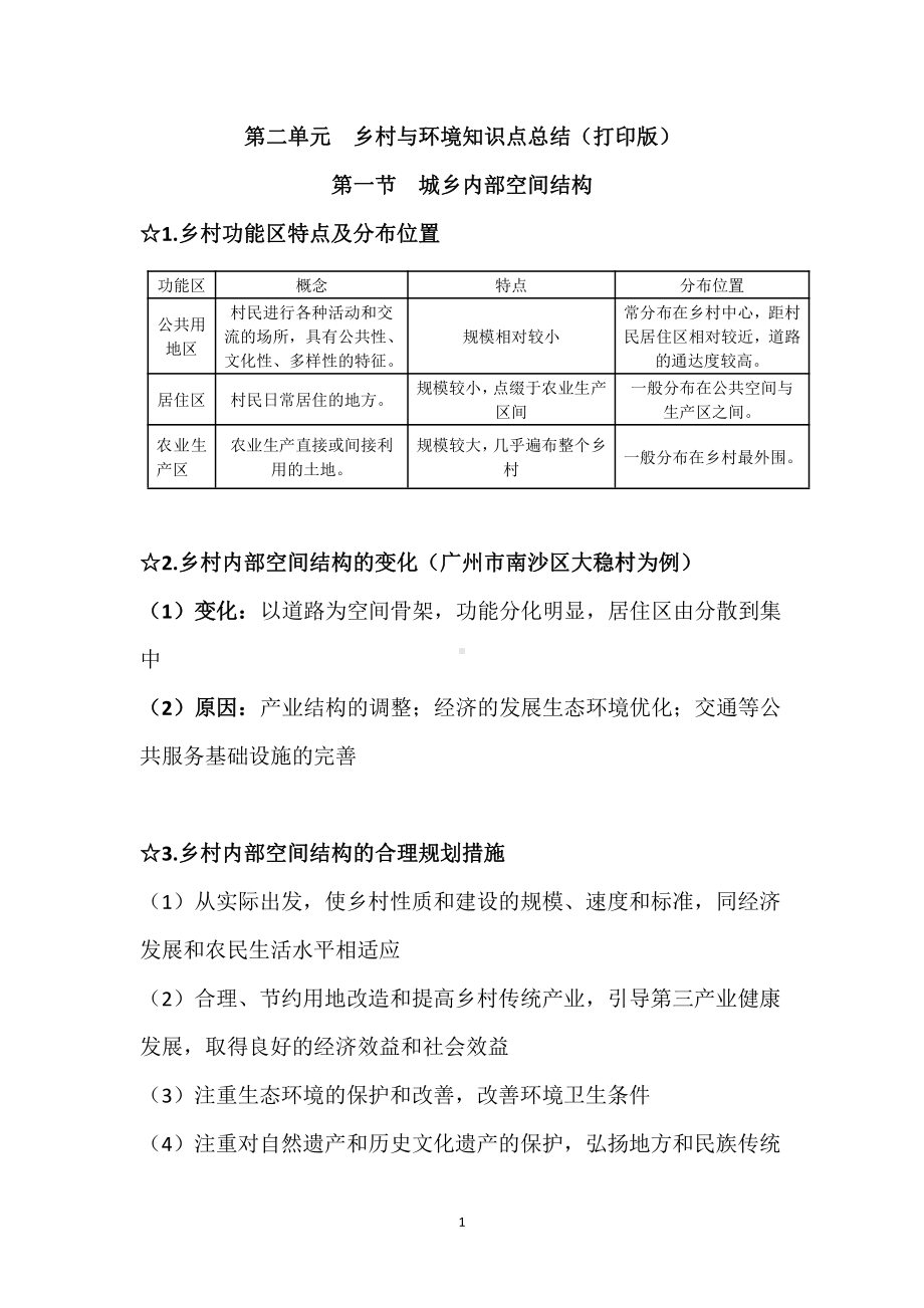 （2019新教材）鲁教版高中地理必修第二册第二单元乡村与环境知识点总结.doc_第1页