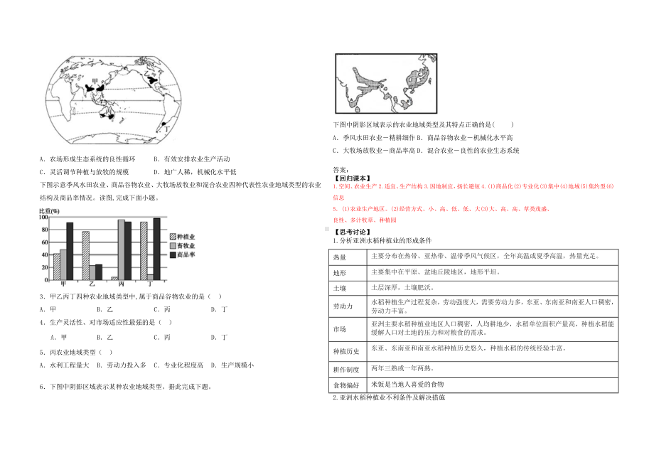 3.1.2 农业布局 导学案-（2019新教材）湘教版高中地理必修第二册.doc_第2页