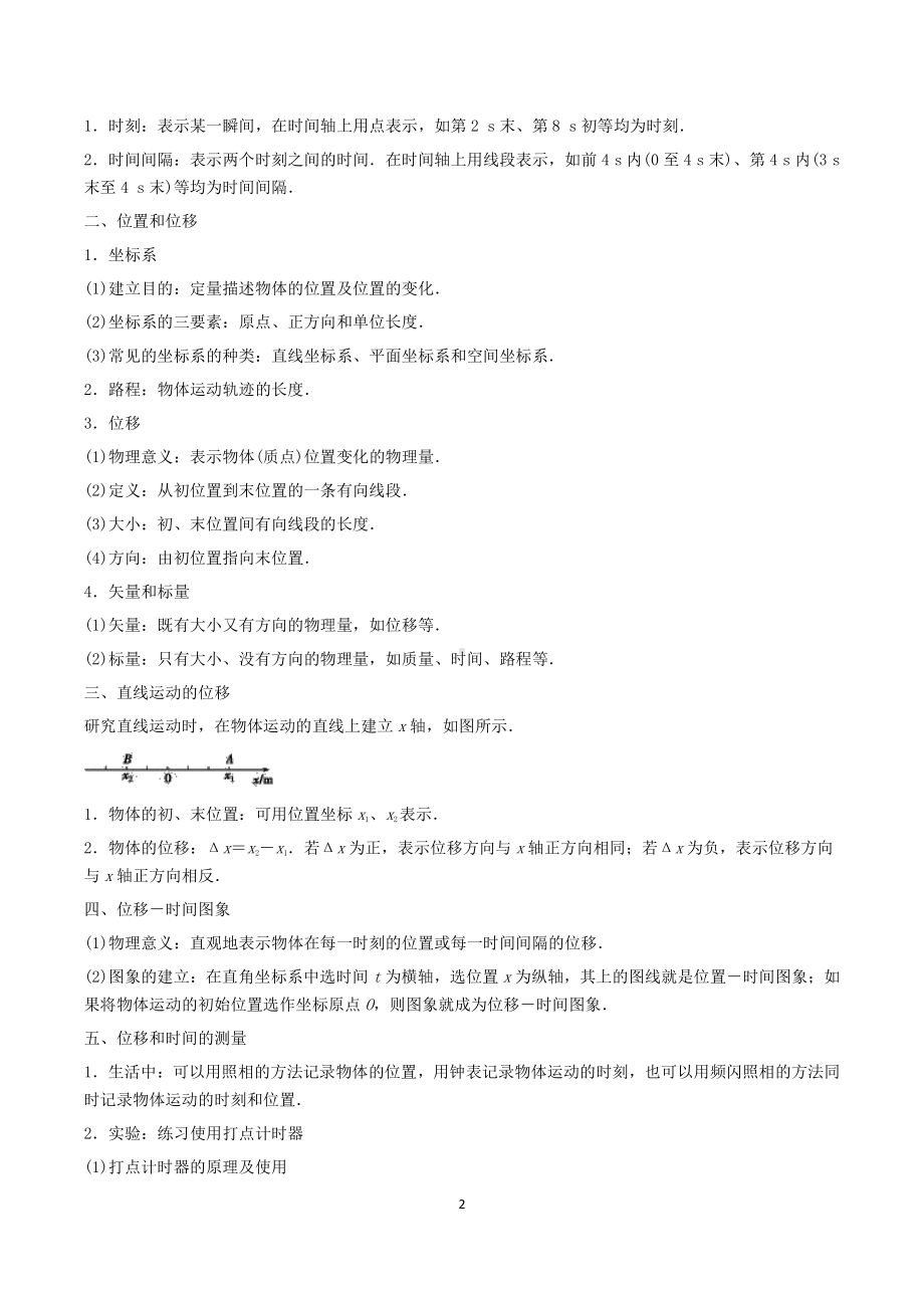 （2021新）人教版必修第一册物理第一章运动的描述全章知识点梳理.docx_第2页