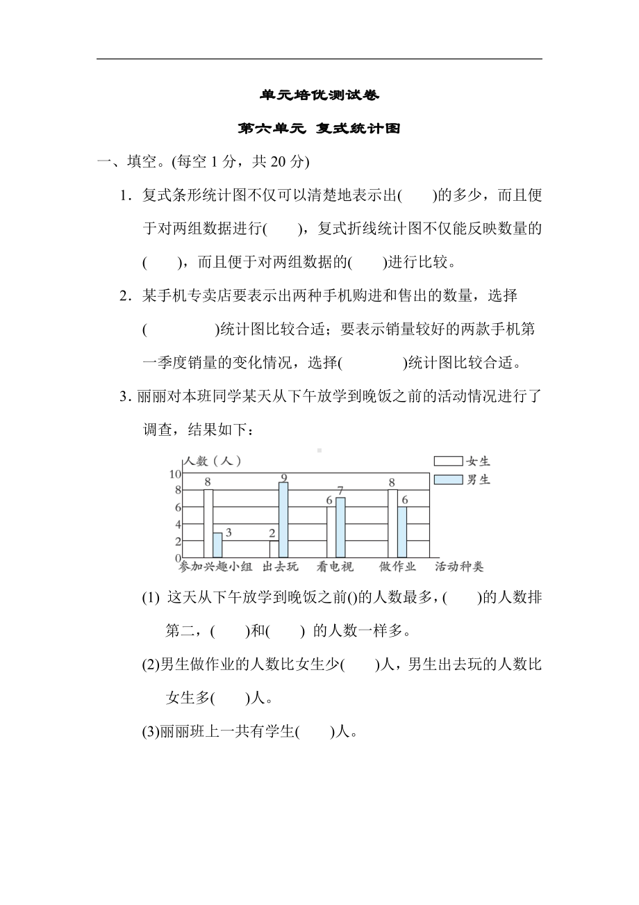 青岛版数学五年级下册-第六单元 复式统计图（有答案）.docx_第1页