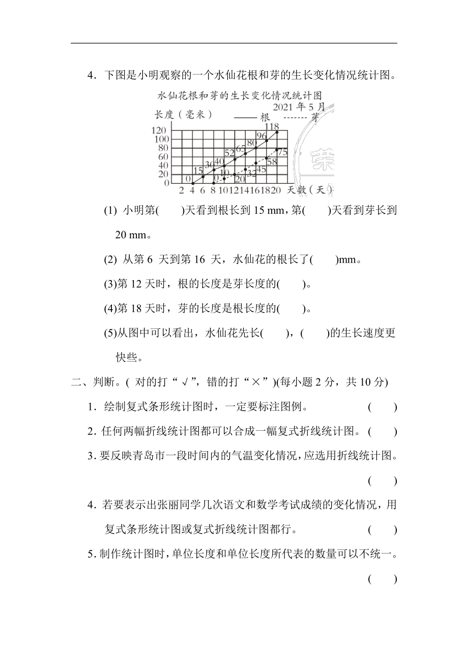 青岛版数学五年级下册-第六单元 复式统计图（有答案）.docx_第2页