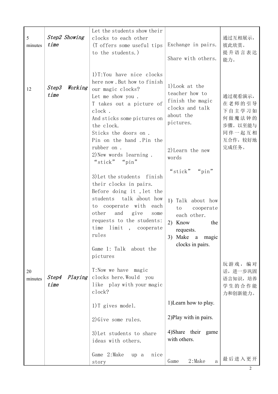 Project 2 A magic clock-Part A &B-教案、教学设计-市级公开课-新牛津译林版三年级下册英语(配套课件编号：80216).doc_第2页