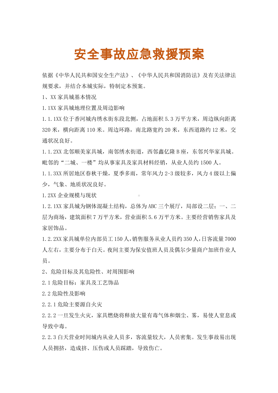 XX卖场安全事故应急救援预案.docx_第1页