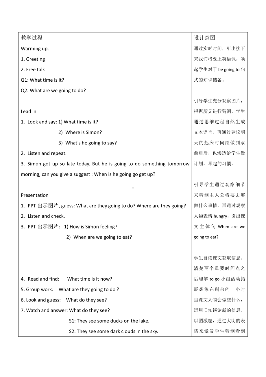 Module 2-Unit 1 When are we going to eat -教案、教学设计-市级公开课-外研版六年级下册（一起）英语(配套课件编号：90614).doc_第2页