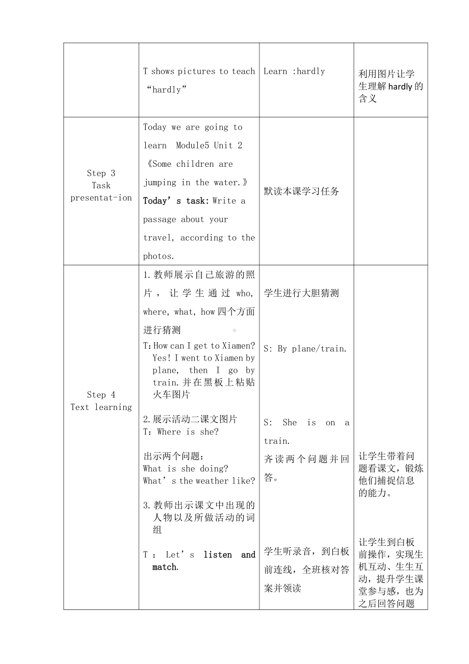 Module 5-Unit 2 Some children are jumping in the river.-公开课教案、教学设计-外研版六年级下册（一起）英语-(配套课件编号：a0451).doc_第3页