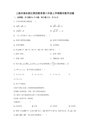 2021沪科版数学八年级上册期末试卷.doc