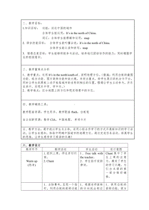 Module 8-Unit 2 It’s in the north of China.-教案、教学设计-部级公开课-外研版四年级下册（一起）英语(配套课件编号：90023).docx