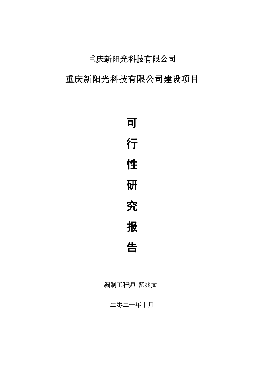 重庆新阳光科技有限公司项目可行性研究报告-用于立项备案.doc_第1页