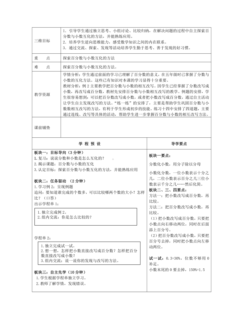 六 百分数-4、百分数和分数的相互改写-教案、教学设计-市级公开课-苏教版六年级上册数学(配套课件编号：c0842).doc_第1页