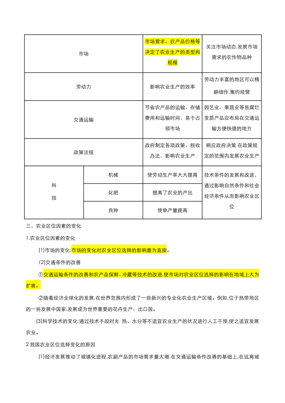 （2019新教材）人教版高中地理必修第二册3.1节农业区位因素及其变化学案.docx_第3页