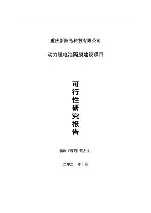 动力锂电池隔膜项目可行性研究报告-用于立项备案.wps