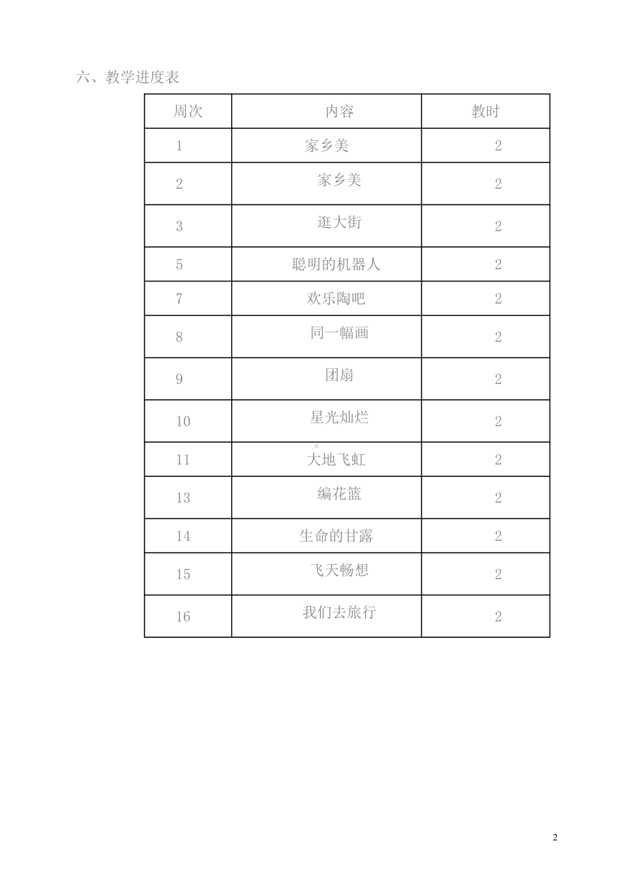 湖南美术出版社五年级下册美术计划和教案.doc_第2页