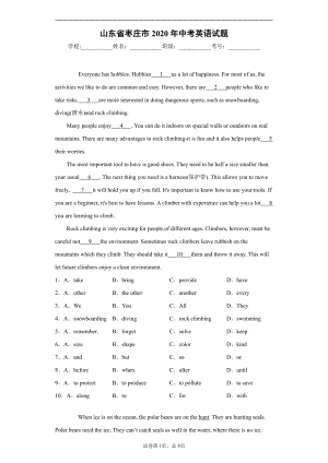 山东省枣庄市2020年中考英语试题.docx
