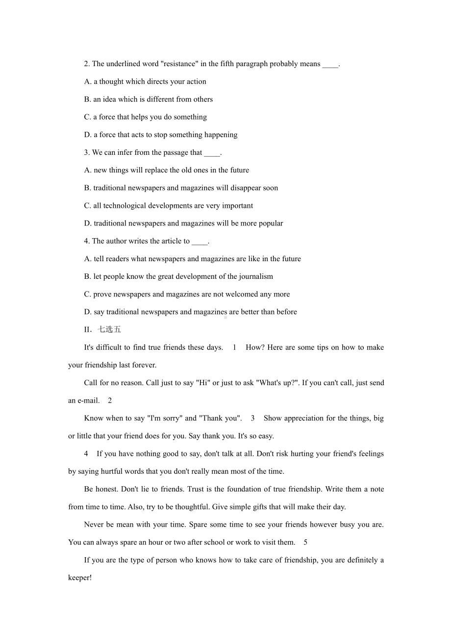 （2019版）新人教版高中英语必修第二册-Unit 3 Discovering Useful Structures & Listening and Talking 课后提升练（含答案）.docx_第2页