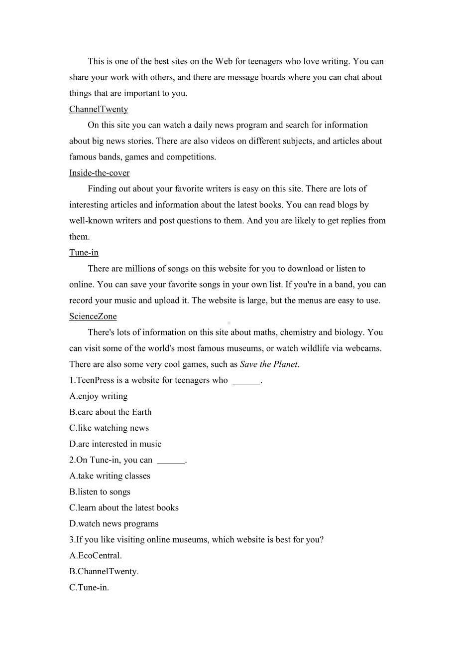 （2019版）新人教版高中英语必修第二册Unit 3 Part 1 Listening and Speaking &Reading and Thinking 同步训练 （含答案）.docx_第3页