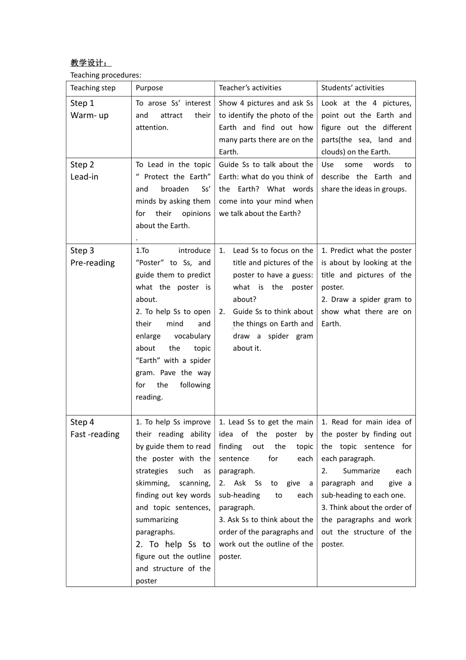 Module 2 The natural world-Unit 3 The Earth-ReadingProtect the Earth& Speak upWhat can we do to protect the Earth-教案、教学设计-部级公开课-牛津深圳版(配套课件编号：04386).docx_第2页