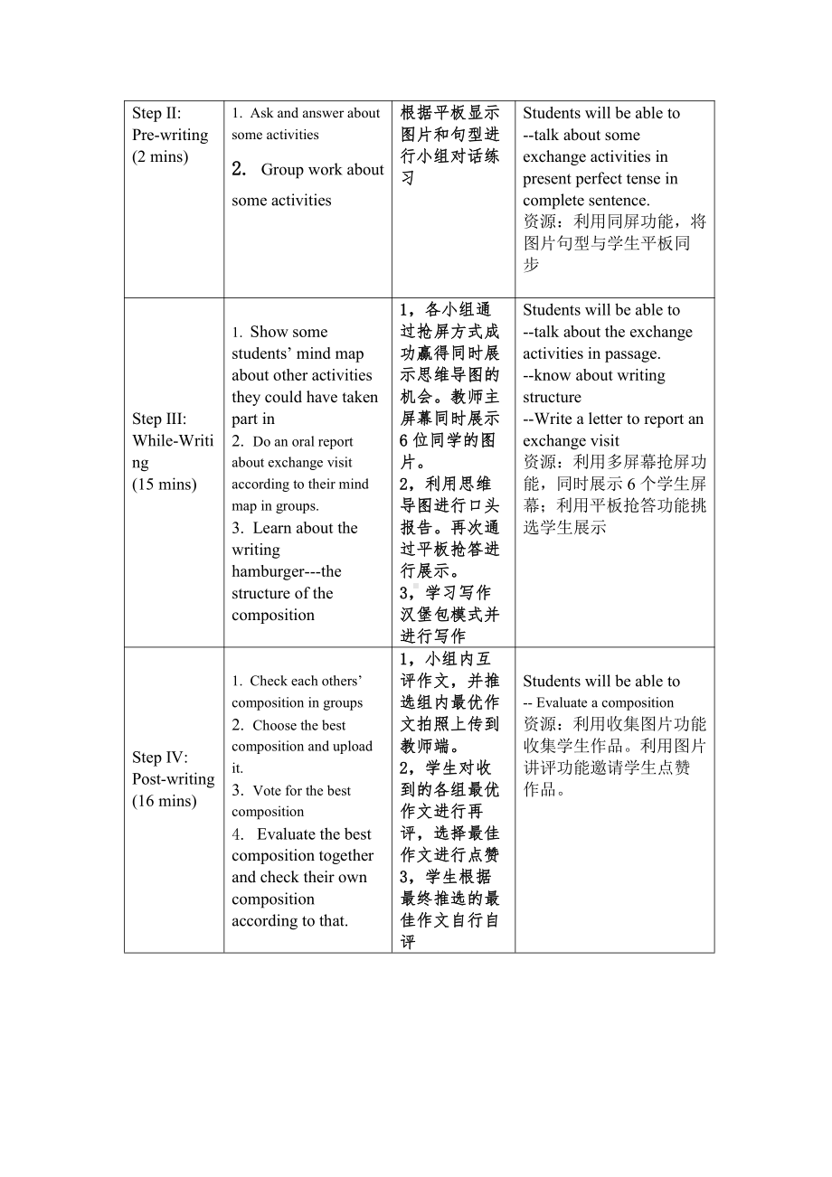 Unit 5 Educational exchanges-Writingwrite a report on an exchange visit -教案、教学设计-市级公开课-牛津深圳版八上(配套课件编号：f019e).doc_第3页