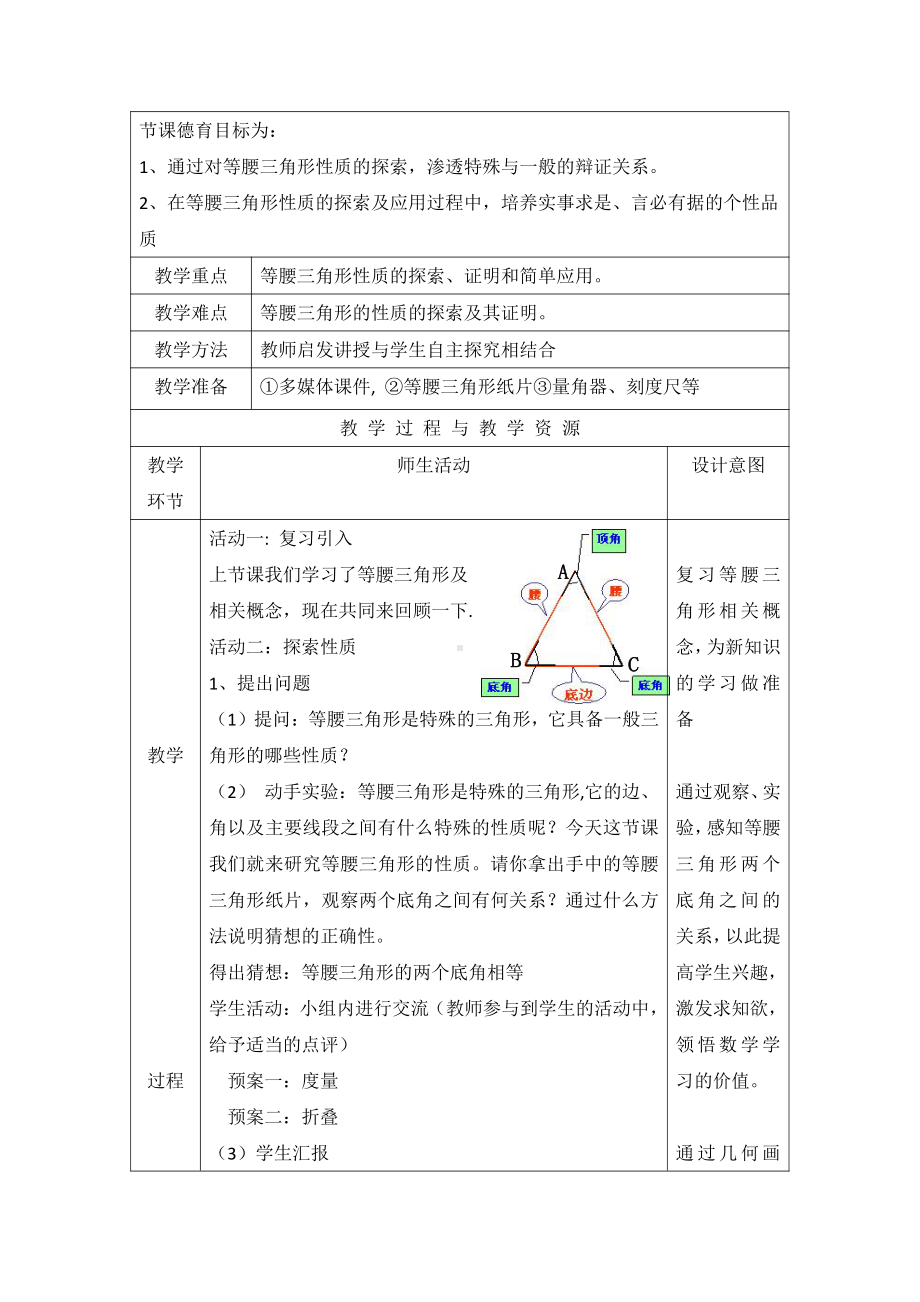 第十二章 三角形-三 等腰三角形与直角三角形-12.6 等腰三角形-等腰三角形的性质-教案、教学设计-部级公开课-(配套课件编号：c03ca).docx_第2页