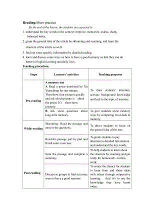 Unit 7 Memory-More practice&Study skills&Culture corner-教案、教学设计-市级公开课-牛津深圳版八上(配套课件编号：11e02).docx